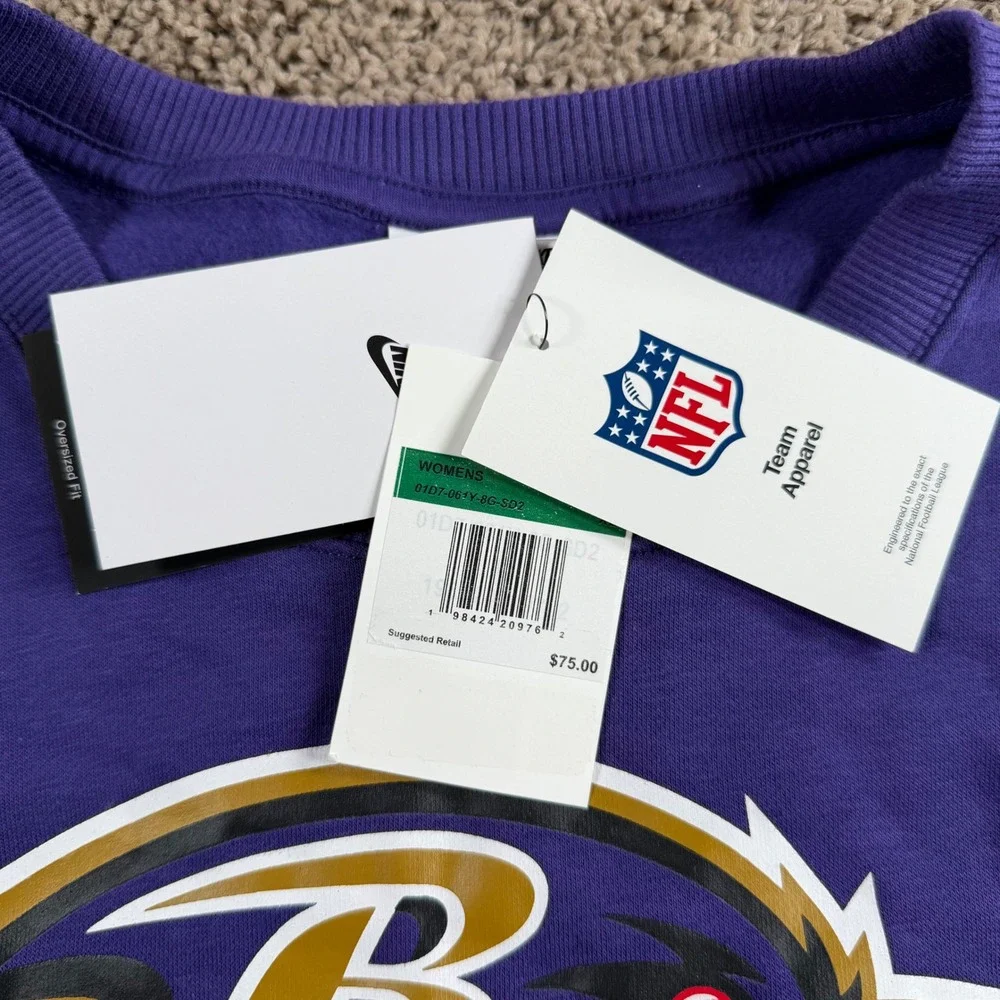 Nike Baltimore Ravens Women XL Colorblock Cropped oversized Sweatshirt sporty